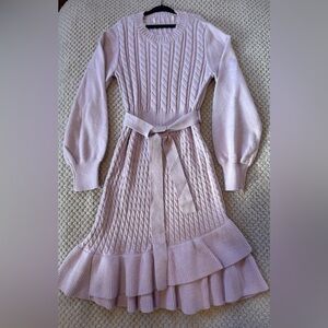 Elegant Pink Knit Kids Dress